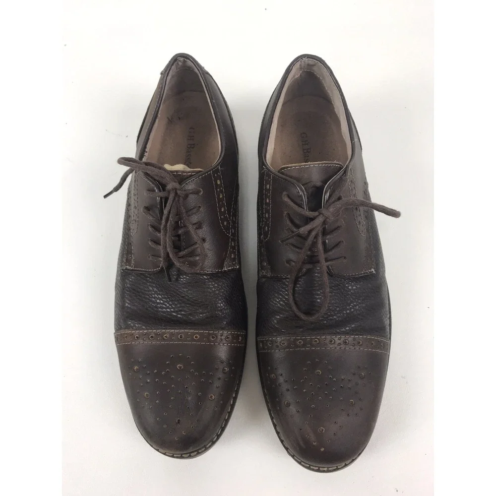 Bass Calabasas Mens Size 11 Brown Leather Derby Brogue Lace Up Dress Shoes
